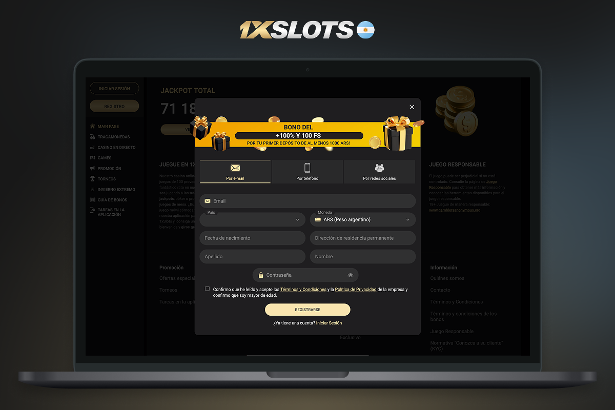 como registrarse en 1xslots